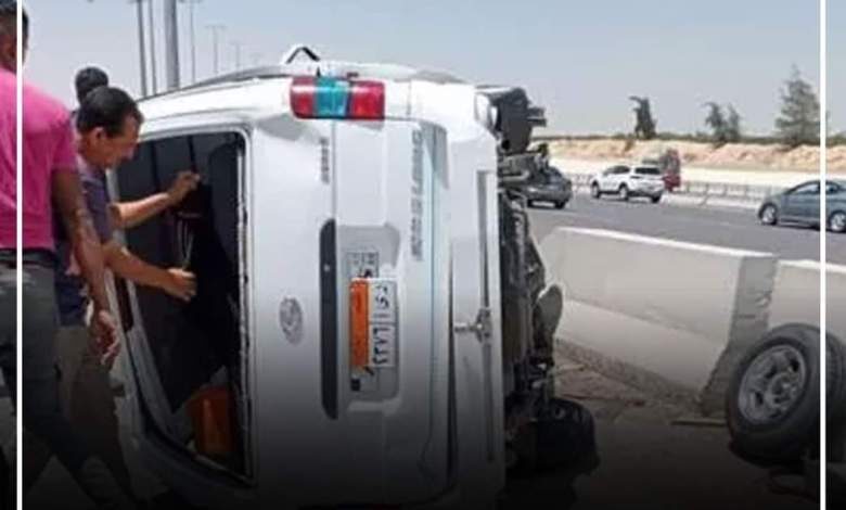 مصرع وإصابة 11 شخص بحادث انقلاب ميكروباص على طريق مطروح